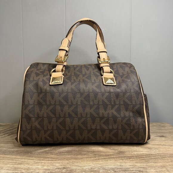 Michael Kors Grayson Logo Small Brown/Acorn Duffel Crossbody Bag - Picture 4 of 7